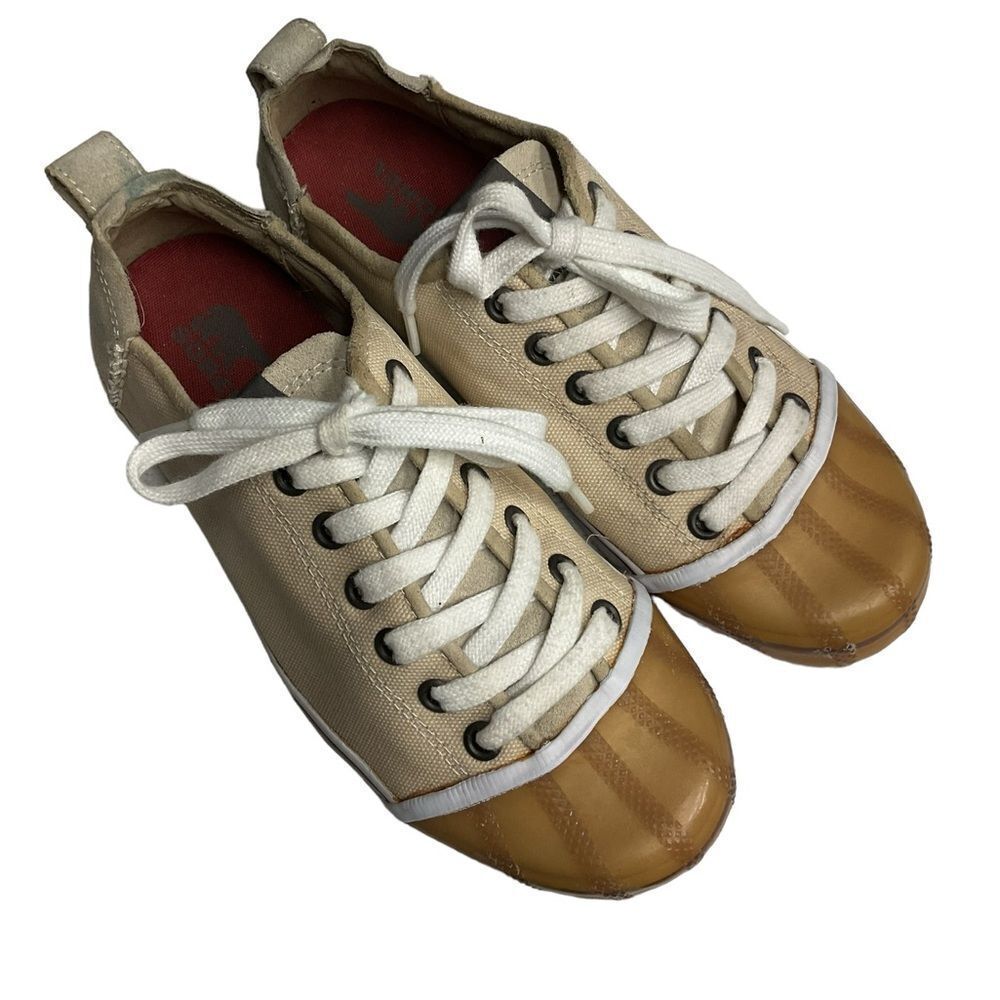 Sorel Handcrafted Rubber Toe Leather Canvas Sneakers Mens Size 8 Traction Tie